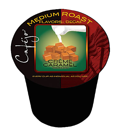 Cafejo® Caramel Creme Decaffeinated Single-Serve Coffee Pods, 0.5 Oz, Carton Of 24