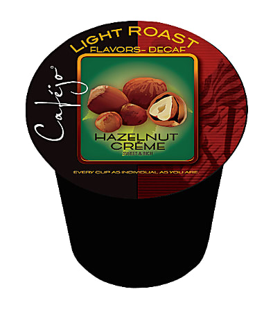Cafejo® Hazelnut Creme Decaffeinated Single-Serve Coffee Pods, 0.37 Oz, Carton Of 24