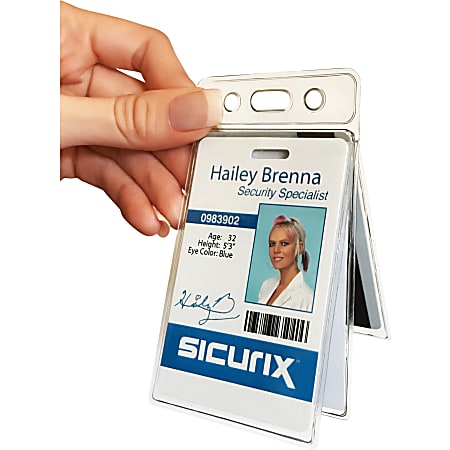 SICURIX Vinyl Two-Card Badge Holder - Vertical - Vinyl - 20 / Pack - Translucent