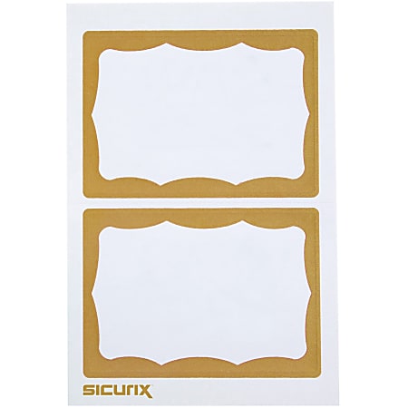 Baumgartens® Self-Adhesive Visitor Badges, 2 1/4" x 3 1/2", Gold/White, Pack Of 100