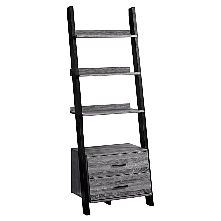 Monarch Specialties 4-Shelf Ladder Bookcase, Black/Gray