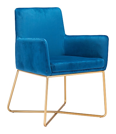 Zuo Modern Honoria Arm Chair, Dark Blue/Gold