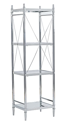 Linon Pelia 4-Tier Metal/Glass Shelf, 52-1/4"H x 16-1/8"W x 14-1/8"D, Chrome