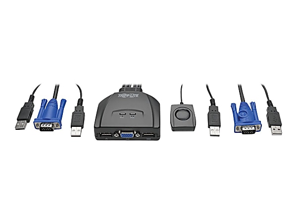 Eaton Tripp Lite series 2-Port USB/VGA Cable KVM Switch with Cables and USB Peripheral Sharing - KVM/USB switch - 2x KVM/USB - 1 local user - desktop
