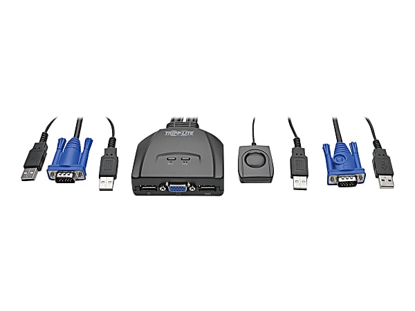 Tripp Lite 2-Port USB/VGA Cable KVM Switch with Cables and USB Peripheral Sharing - KVM / USB switch - 2 x KVM / USB - 1 local user - desktop