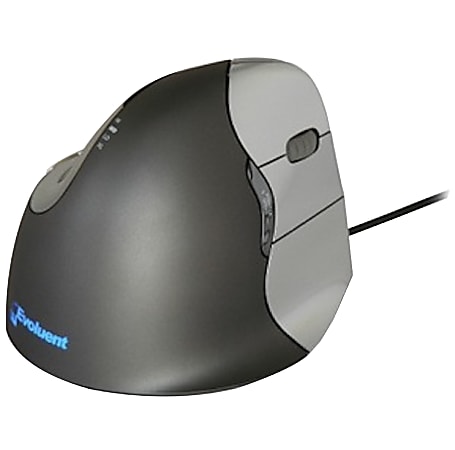 Evoluent VerticalMouse 4 Right Mouse - Optical - Cable - 1 Pack - USB 2.0 - 2600 dpi - Scroll Wheel - 6 Button(s) - 6 Programmable Button(s) - Right-handed