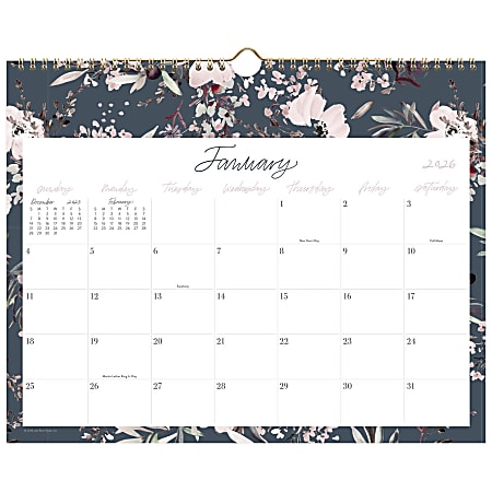 Leah Bisch™ for Cambridge® 2026 Monthly Wall Calendar, Calista Floral, Medium, 15" x 12"