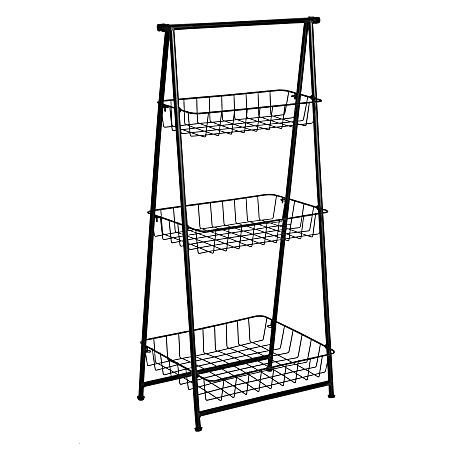 Honey Can Do Folding A-Frame Entryway Shelf, 3 Tiers, 35-13/16"H x 17-5/16"W x 11-13/16"D, Black