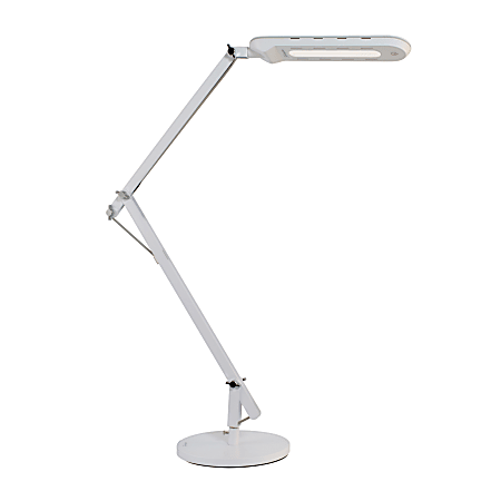 OttLite WorkWell Reach LED Crane Lamp Adjustable Height 28 12 H White ShadeWhite Base Office Depot