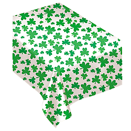 Amscan St. Patrick's Day Shamrocks Flannel-Backed Vinyl Table Covers, 54" x 90", Green, Pack Of 2 Table Covers