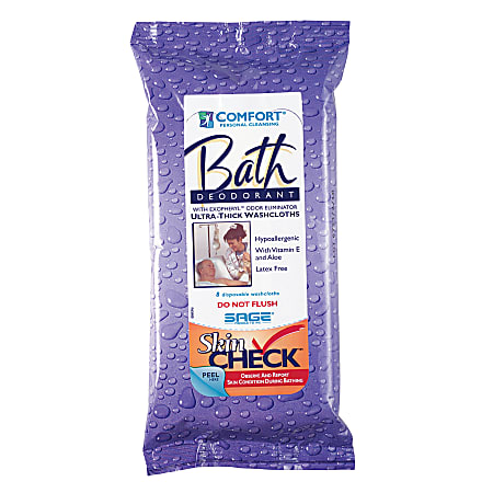Sage Deodorant Comfort Bath® Cleansing Washcloths, Pack Of 8