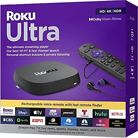 Roku Ultra 4KHDRDolby Vision Streaming Device And Voice Remote Pro