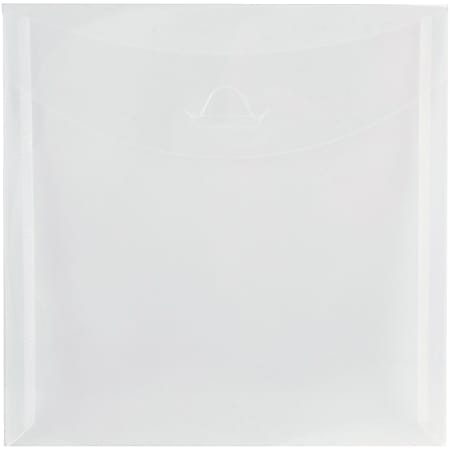 JAM Paper® Plastic 6 1/8" x 6 1/8" Envelopes, Tuck Flap Closure, Clear, Pack Of 12