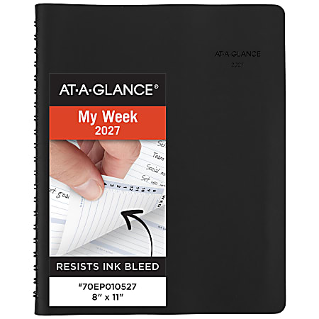 AT-A-GLANCE® The Action Planner 2027 Weekly Appointment Book Planner, Black, Large, 8" x 11"