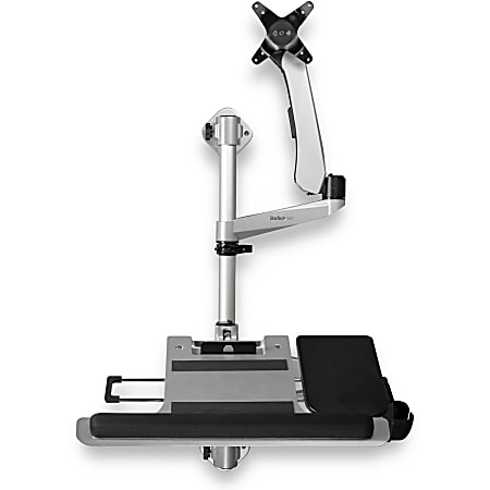 StarTech.com Wall Mounted Computer Workstation - Premium - Articulating Arm - Keyboard Arm - Adjustable Wall Mounted Sit Stand Desk - WALLSTSI1