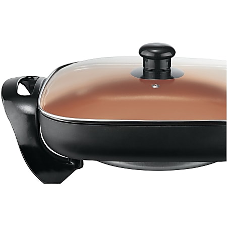 Brentwood SK 66 Non Stick Copper Electric Skillet With Glass Lid