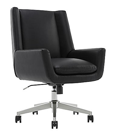 Serta® SitTrue™ Montair Faux Leather Mid-Back Manager Chair, Black