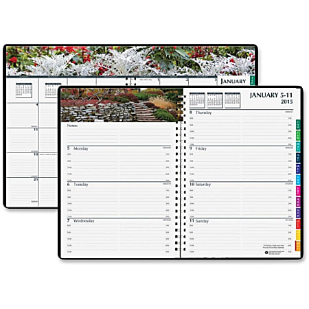 House of Doolittle Earthscapes Gardens of the World Planner - Julian - Weekly, Monthly - 1 Year - 20162016 - 8:00 AM to 5:00 PM Double Page Layout7" x 10" - Wire Bound - Black - Paper
