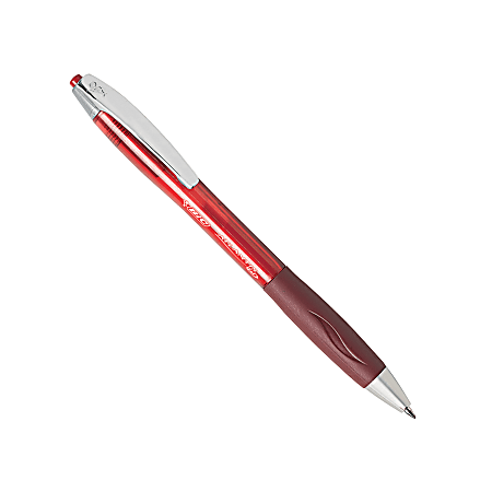 BIC® Atlantis Retractable Gel Pens, Medium Point, 0.7 mm, Red Barrel, Red Ink, Pack Of 12