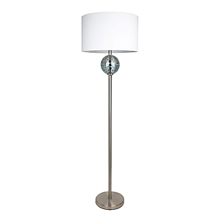 LumiSource Scepter Contemporary Floor Lamp, 60-3/4”H, Off-White Shade/Brushed Nickel Base