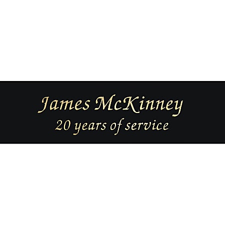 Custom Engraved Black Metal Trophy, Award And ID Plates, 1" x 3-1/2"