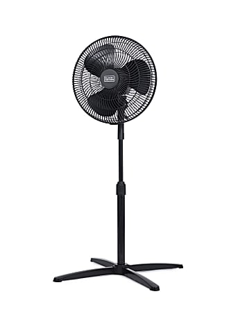 Black+Decker Pedestal Fan, 47-1/4”H x 27-1/2”W x 27-1/2”D, Black