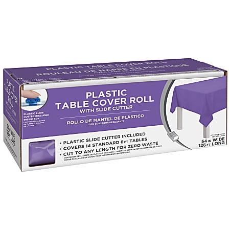 Amscan Boxed Plastic Table Roll, New Purple, 54” x 126’