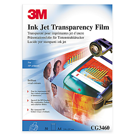 3M™ Transparency Film For Inkjet Printers, Pack Of 50