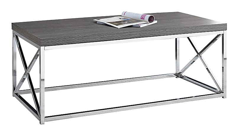 Monarch Specialties Nathan Coffee Table, 17"H x 44"W x 22"D, Dark Gray