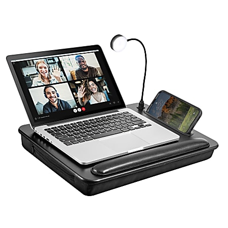 LapGear Sidekick Lap Desk With LED Light, 17" x 13", Black