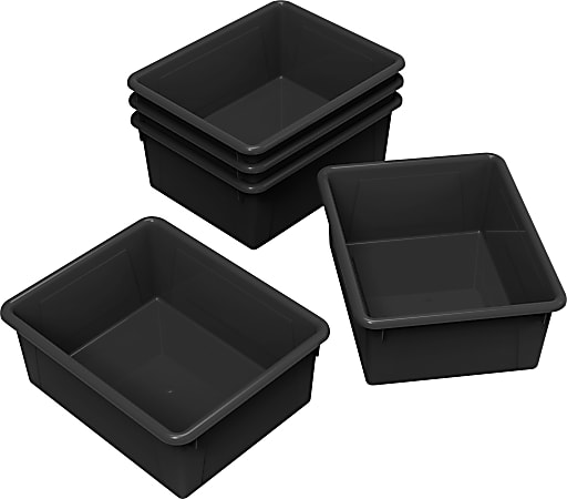 Storex® Deep Storage Trays, Small Size, Black, Pack Of 5