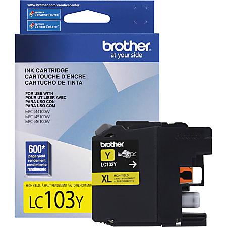 Brother® LC103 High-Yield Yellow Ink Cartridge, LC103Y