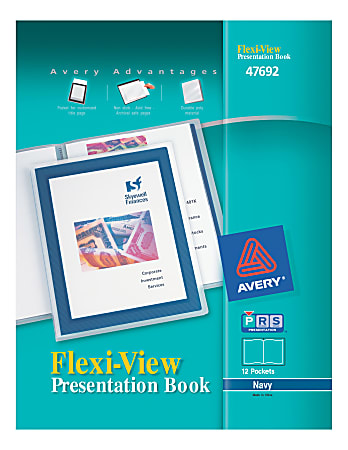 Avery® Flexi-View™ Presentation Book, 12 Pockets, Blue