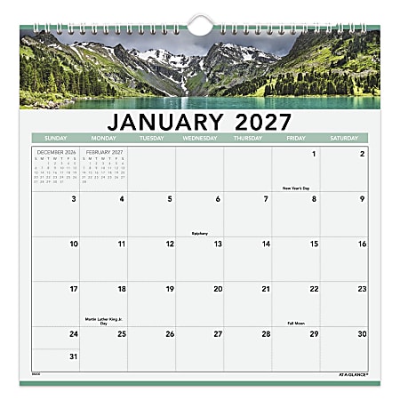 AT-A-GLANCE® 2027 Landscape Monthly Wall Calendar, Medium, 12" x 12"