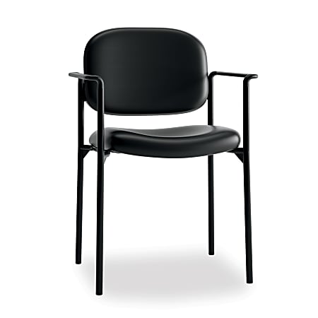 HON&reg; Scatter SofThread&trade; Fixed Arm Stacking Guest Chair, Black