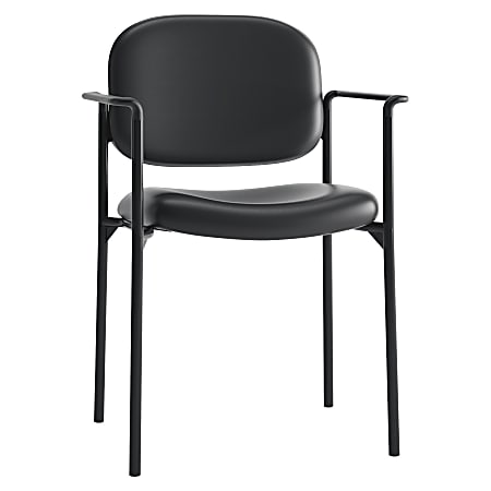 HON® Scatter SofThread™ Fixed Arm Stacking Guest Chair, Black