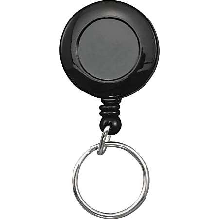 Advantus Clip-on Ring Retractable ID Reel - 12 / Box - Black - Sturdy