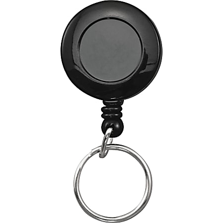 Advantus Clip-on Ring Retractable ID Reel - Black - Sturdy - 12 / Box