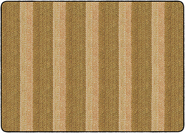 Flagship Carpets Basketweave Stripes Classroom Rug, 6' x 8 3/8', Brown
