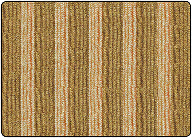 Flagship Carpets Basketweave Stripes Classroom Rug, 6' x 8 3/8', Brown