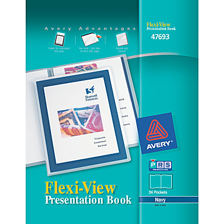 Avery® Flexi-View Presentation Book, 24 Pockets, Blue