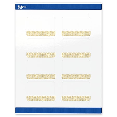 Avery® Printable Labels With Sure Feed® Technology, S00-EWV, Rectangle, 2" x 3", Glossy White With Preprinted Gold Lace Trim Pattern, Pack Of 80