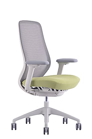 WorkPro® 6000 Series Multifunction Ergonomic Mesh/Fabric High-Back Executive Chair, White Frame/Lime Seat, BIFMA Compliant
