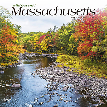 2024 BrownTrout Monthly Square Wall Calendar, 12" x 12", Massachusetts Wild & Scenic, January to December