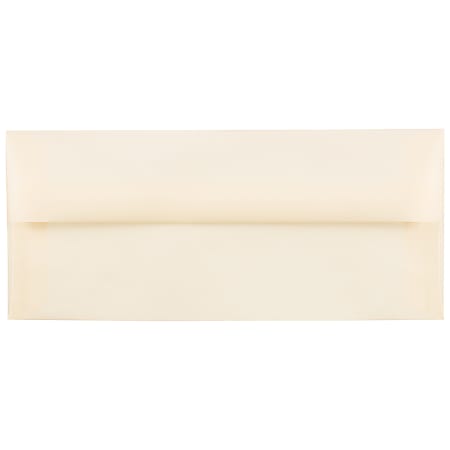 JAM Paper® #10 Business Booklet Envelopes, Translucent, Gummed Closure, Spring Ochre Ivory, Pack Of 25