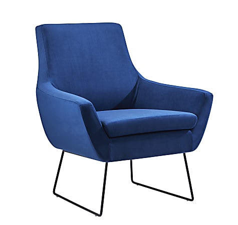 Adesso® Kendrick Fabric Chair, Matte Black/Blue Velvet