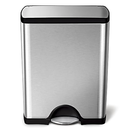 simplehuman Rectangular Metal Step Trash Can 13 Gallons 25 34 H x