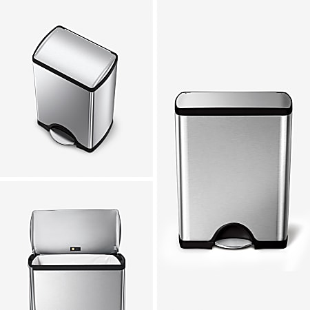 simplehuman Rectangular Metal Step Trash Can 13 Gallons 25 34 H x