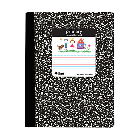 C-Line Composition Notebooks, 7-1/2” x 9-3/4”, 1 Subject, Primary Rule, 100 Sheets, Black Marble, Pack Of 12 Notebooks