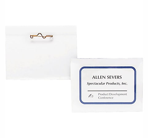 Business Source Pin Style Holder Name Badge Kit - Clear - 100 / Box